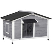 CASETTA PER CANI IN LEGNO CON DESIGN RIALZATO E 2 FINESTRE 109 X 79 X 72 CM