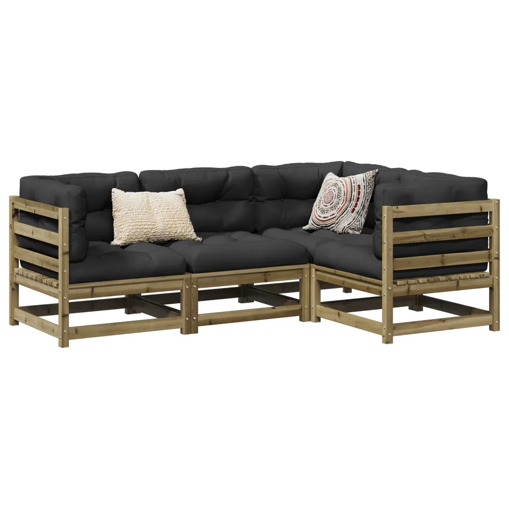 Set Divani da Giardino 4 pz | Set Salotto da Giardino in Legno Impregnato di Pino