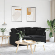 Divano Modulare con Cuscini-Sofa Modulare-Divanetto in Velluto Nero