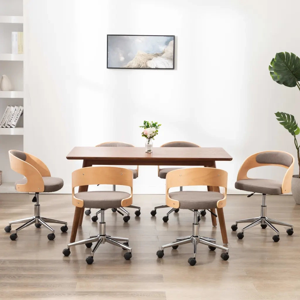 Sedie da Pranzo Girevoli 6 pz Grigio Talpa in Legno e Tessuto 3054925