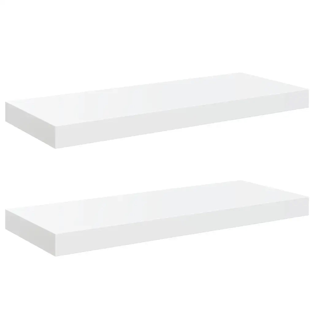 Scaffali a Parete 2 pz Bianco Lucido 60x23,5x3,8 cm in MDF cod mxl 33702