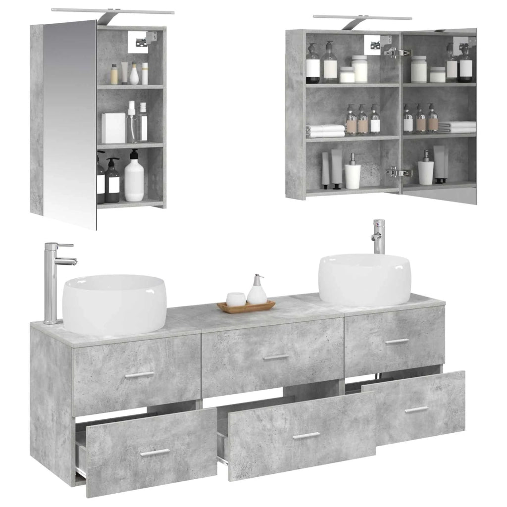 Set di mobili per il bagno 5 pcs Grigio Cemento 3406994