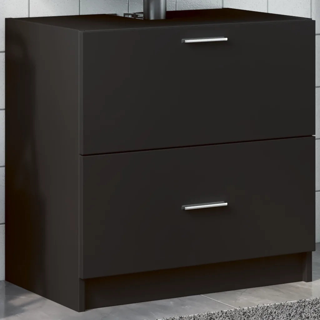 Mobile Lavabo-Armadietto da bagno Nero 59x37x59 cm in Truciolare