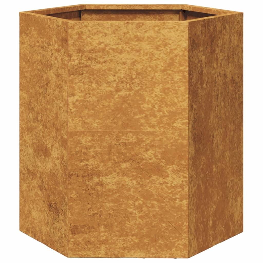 Fioriera aiuola rialzata fioriera aiuola giardino terrazza set da 2 esagonale 46 x 40 x 45 cm acciaio corten marrone 02_0039075