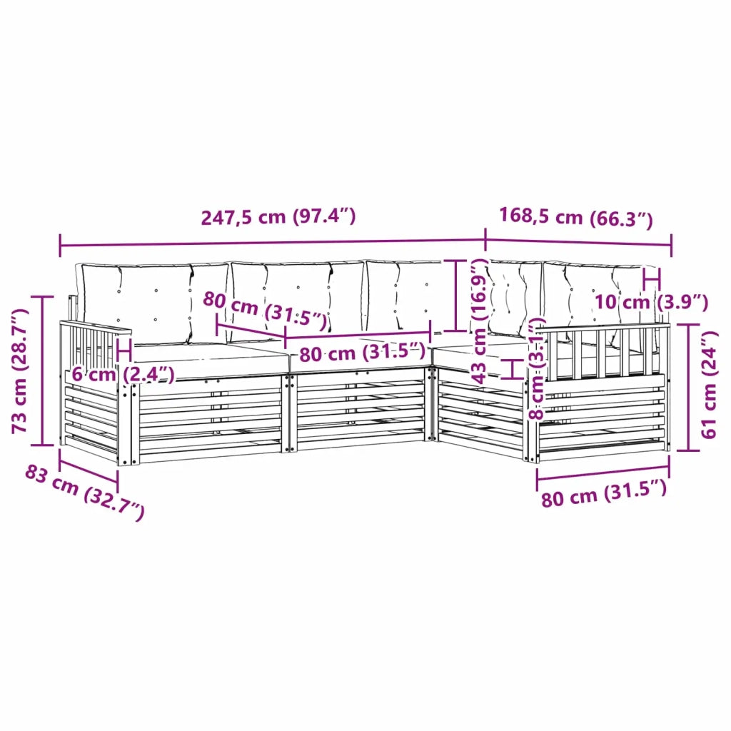 Set di divani da esterno 4 pcs Grigio Naturale e Chiaro 3373371