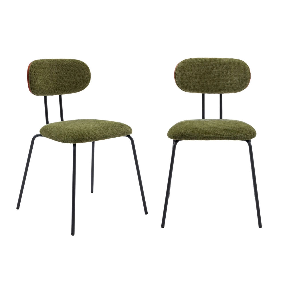Set 2 sedie in legno tinto noce e tessuto idrorepellente, verde kaki