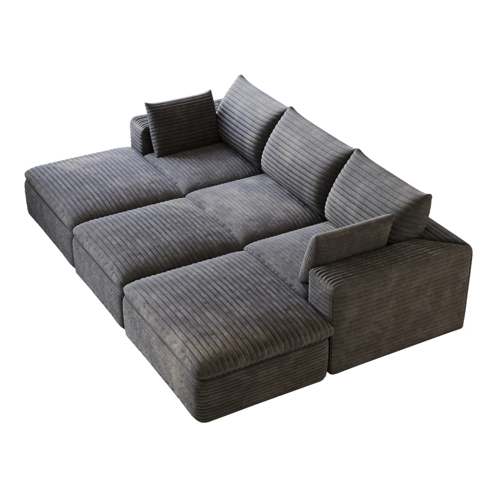 Divano Cloud 260cm in Tessuto Velluto a Coste ¨C MINIMAL ¨C Grigio Scuro, Imbottito, Senza Montaggio