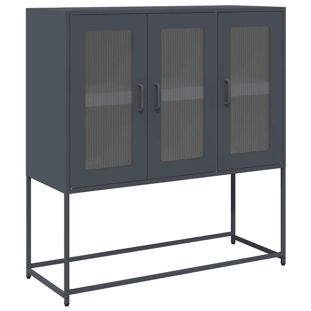 Credenza Antracite 100,5x39x107 cm in Acciaio Laminato a Freddo 853406