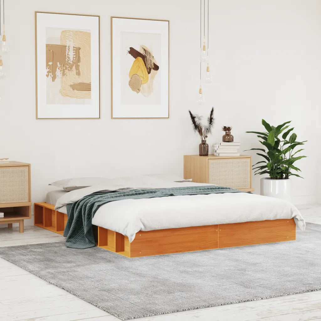 Letto matrimoniale | Letto per adulti | Letto senza Materasso Marrone Cera 120x190 cm in Legno di Pino