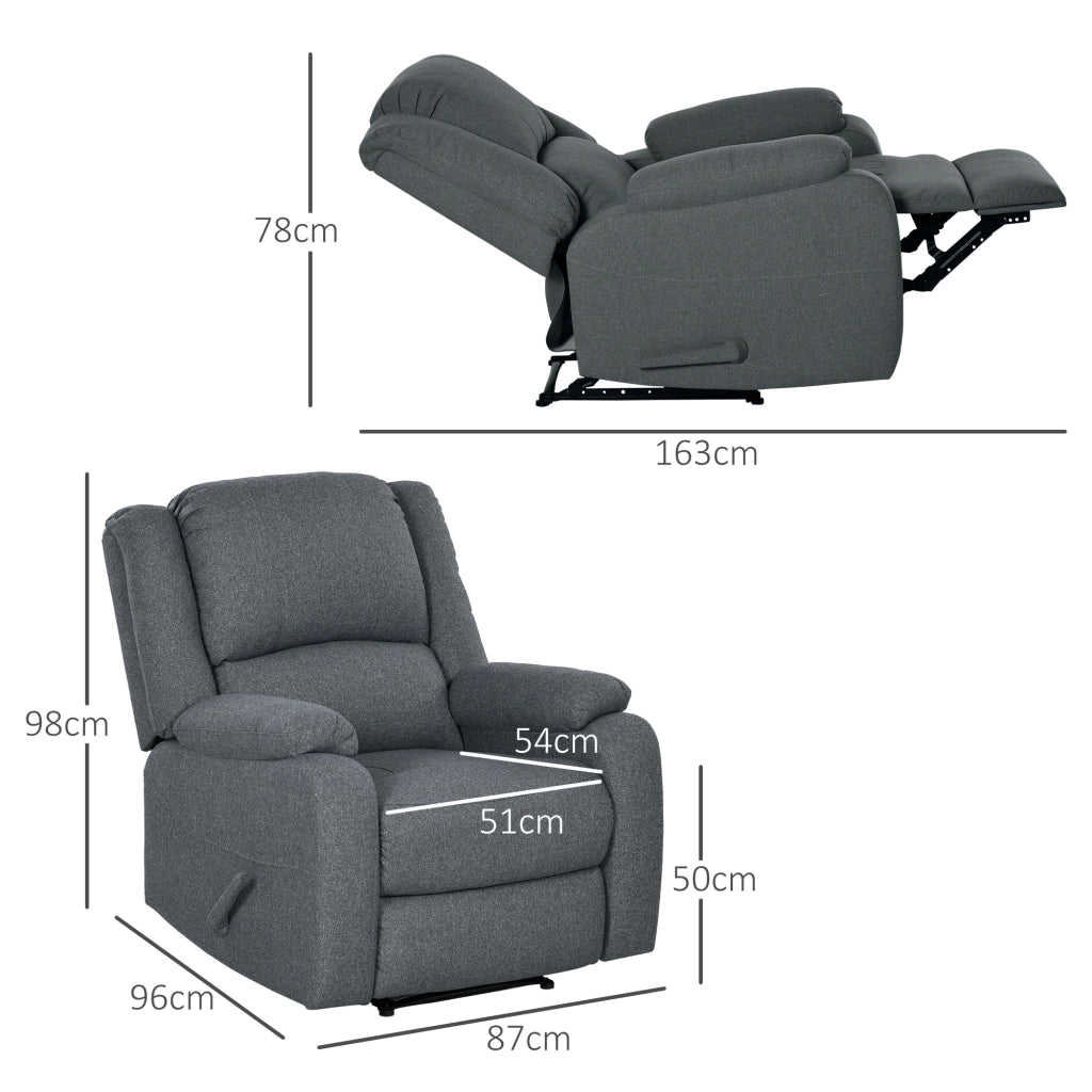 Poltrona Relax Reclinabile con Poggiapiedi Regolabile ¨C zephmum ¨C Grigio 90x96x98