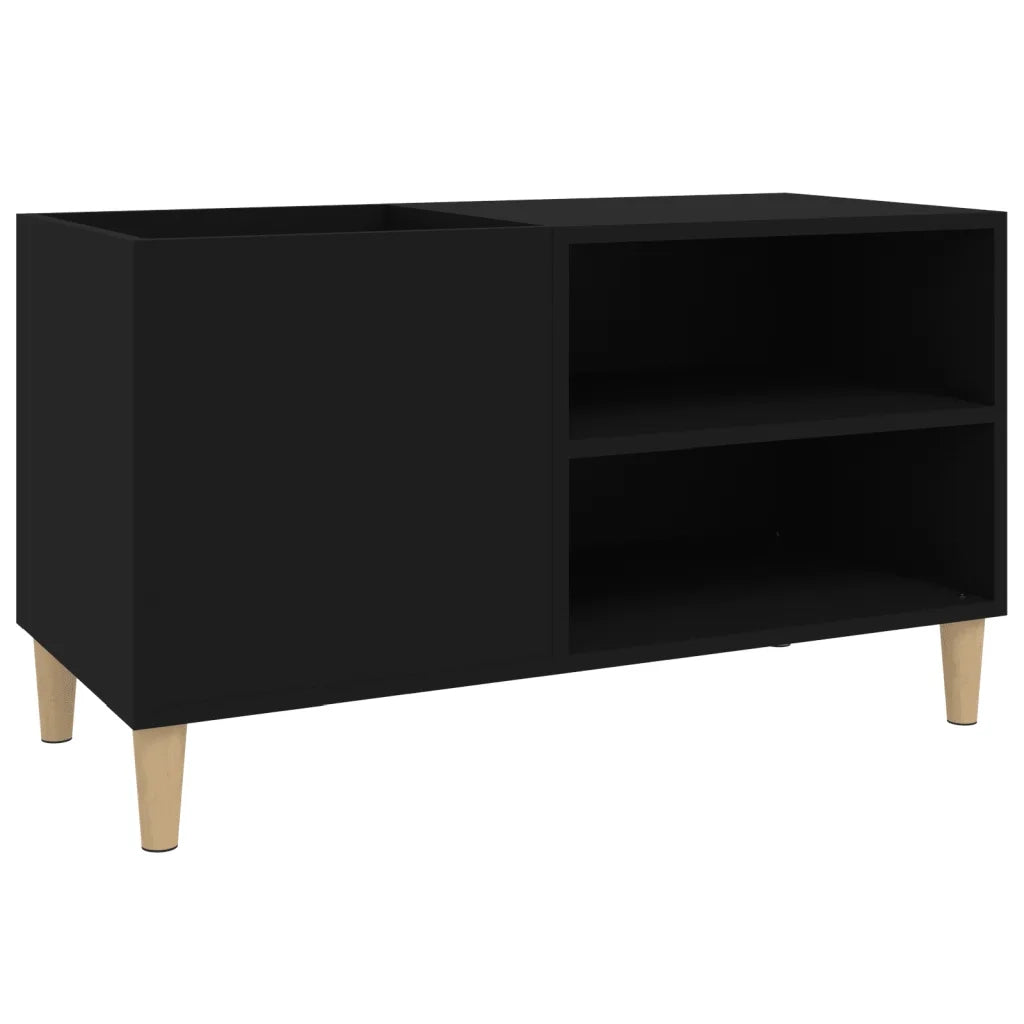 Mobiletto portadischi classico e pratico dimensioni interne 84,5 x 38 x 48 cm in legno composito nero codice 02_0049196