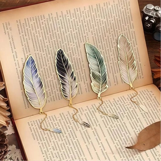 Set di segnalibro metallico da 4 pezzi - elegante forma a V - personalizzabile - duraturo - ideale per gli appassionati di libri - segnalibro per libri