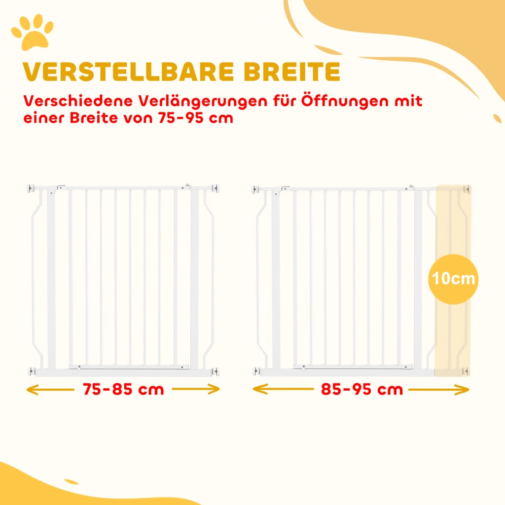 Cancello per Cani Regolabile ¨C zephmum ¨C Bianco 75-95 cm