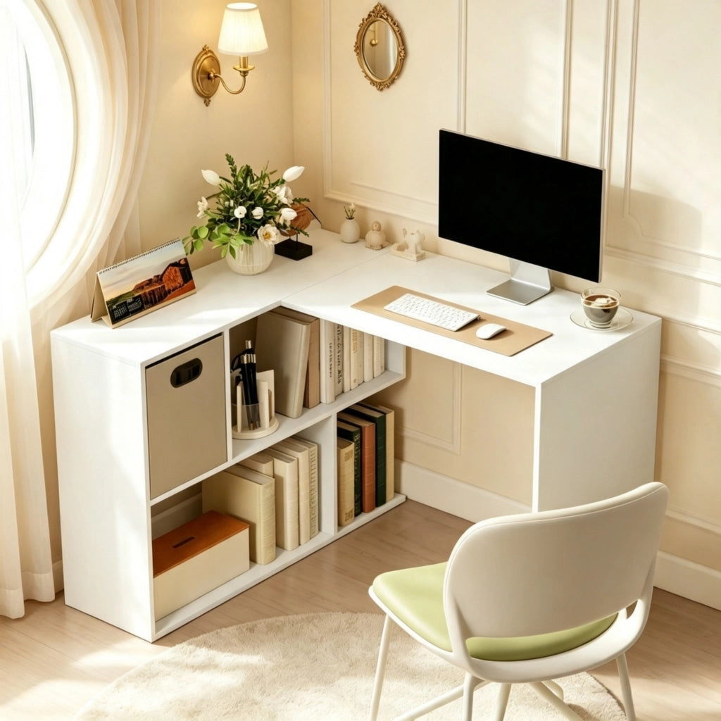SCRIVANIA ANGOLARE L 110x100x75 cm Bianca in truciolare