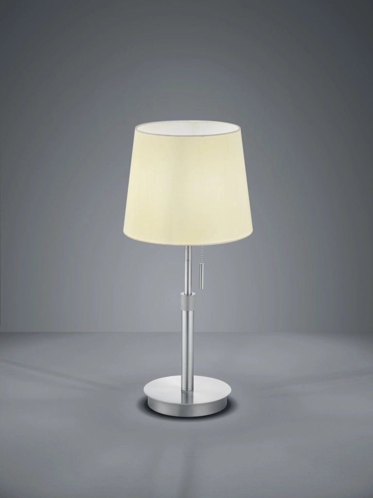 LYON LAMPADA DA TAVOLO ACCIAIO SATINATO CON PARALUME BIANCO REGOLABILE IN ALTEZZA H. 45-57CM, D.46,5CM ATTACCO E27