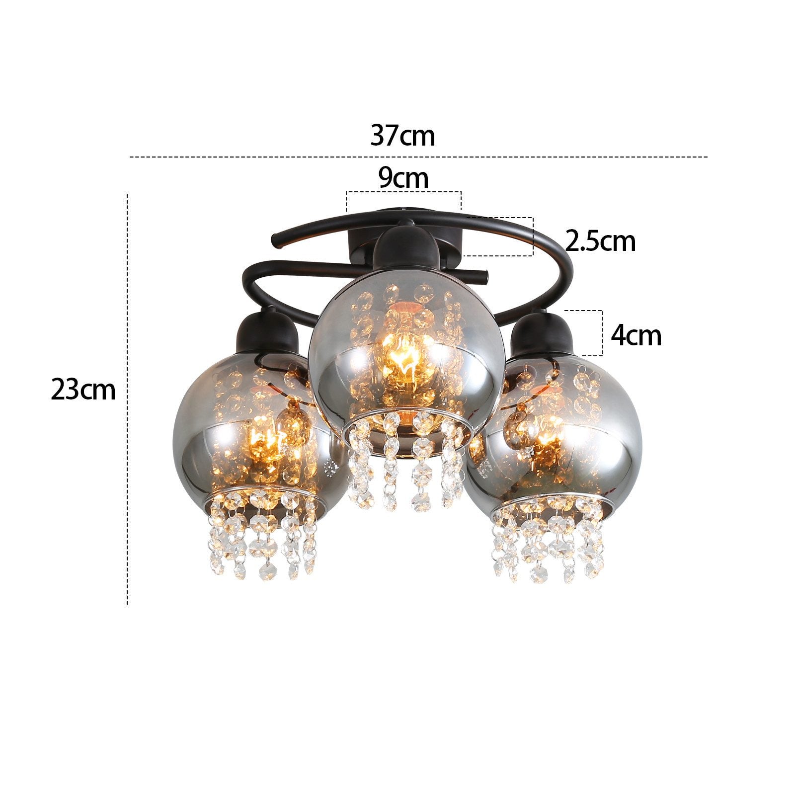 ZMH Lampada da soffitto plafoniera moderna vetro nero E27 per camera letto corridoio