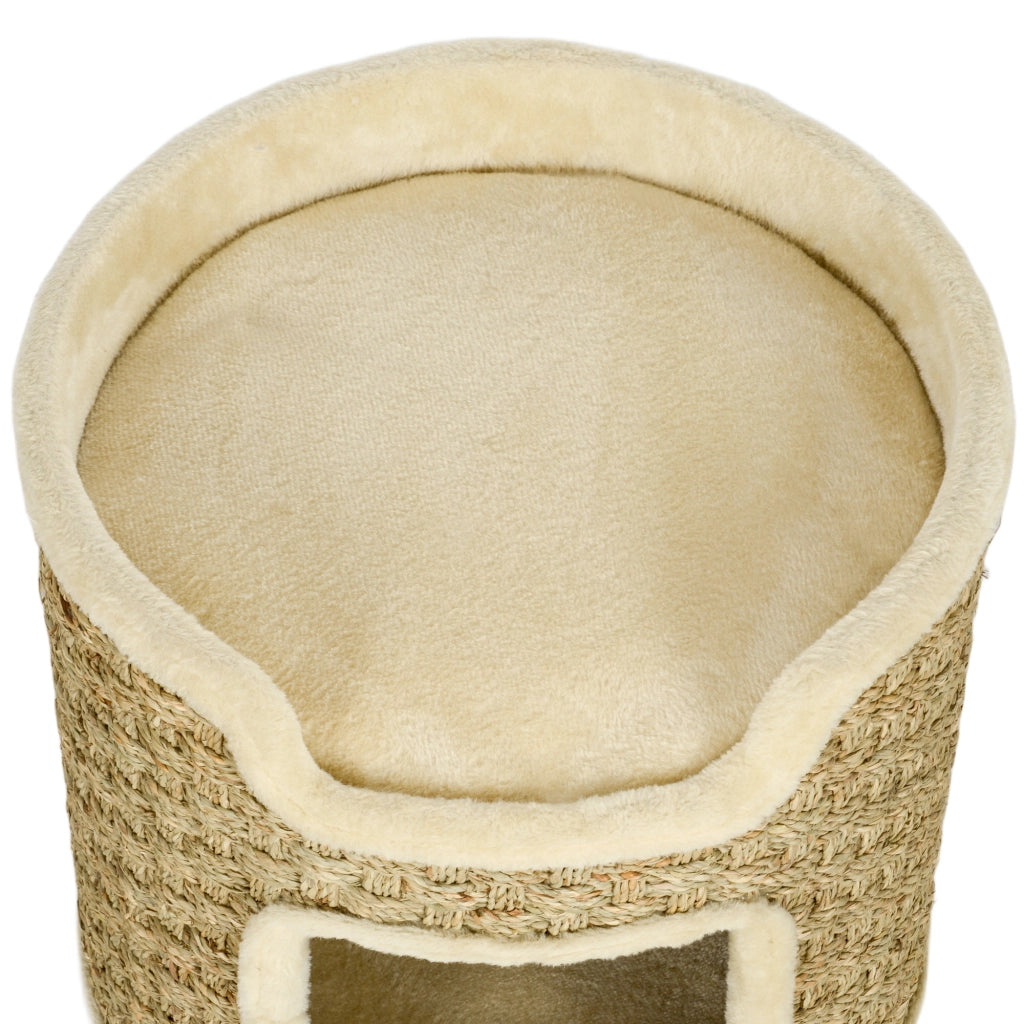 Tiragraffi per Gatti con Area Gioco e Riposo ¨C zephmum ¨C Peluche 38x37 cm Khaki-Beige