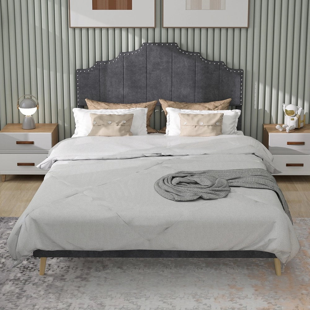 Letto Contenitore Imbottito ¨C Xylo ¨C Grigio 160x200, Testiera, Senza Materasso