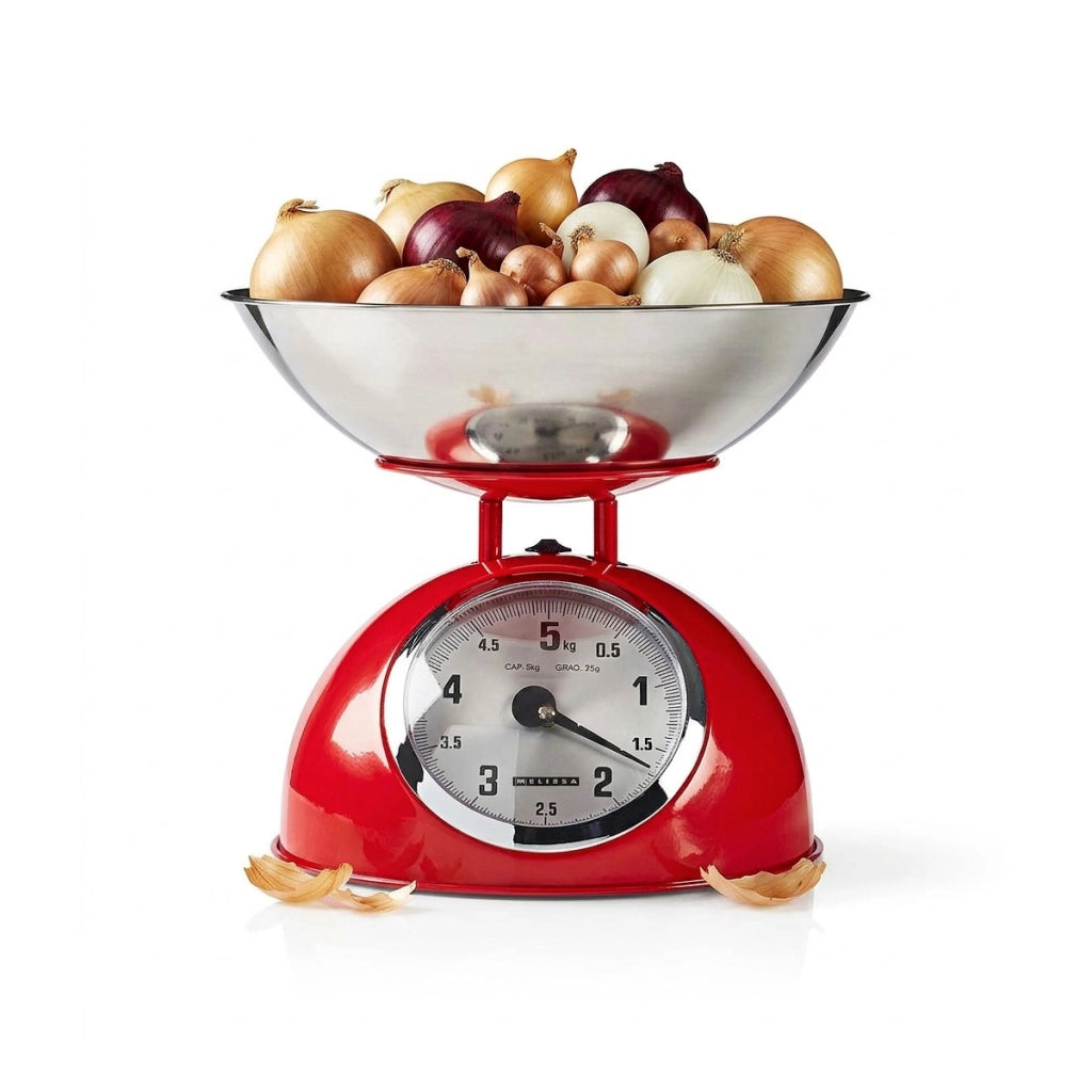 Bilancia da Cucina Retrò Analogica con Ciotola Inox 5Kg Max Rosso MELISSA