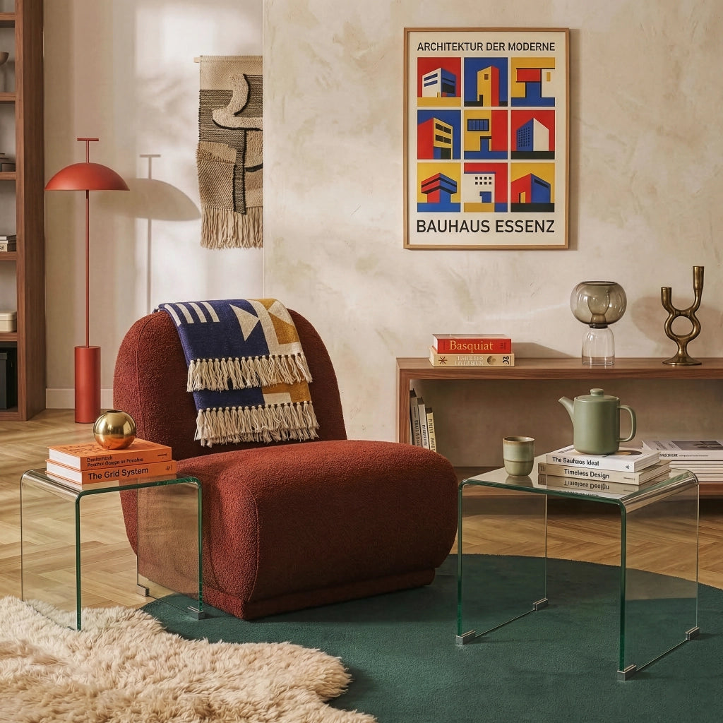Set Kariengem di 2 Tavolini Sovrapponibili in Vetro - Trasparente [en.casa]