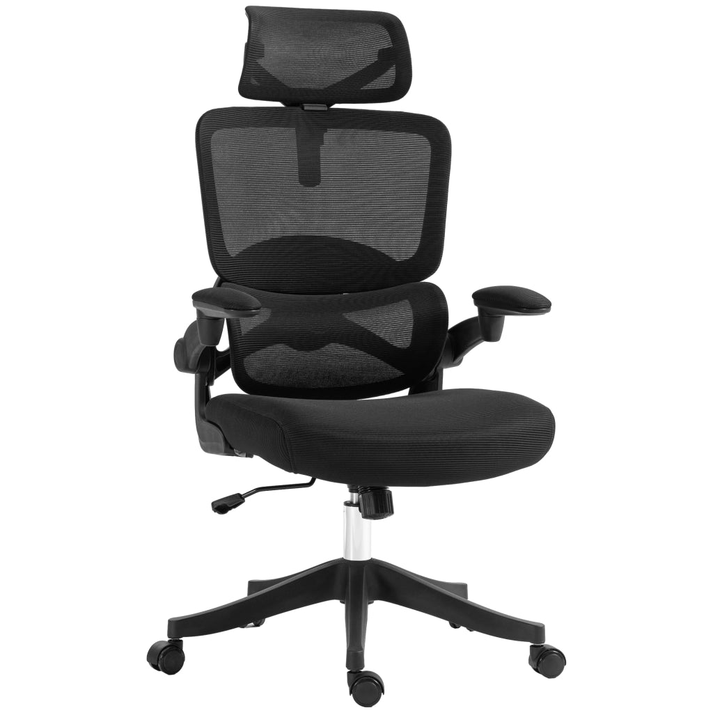 Sedia da Ufficio ad Altezza Regolabile con Inclinazione e Supporto Lombare, 62x58x120-133 cm, Nera