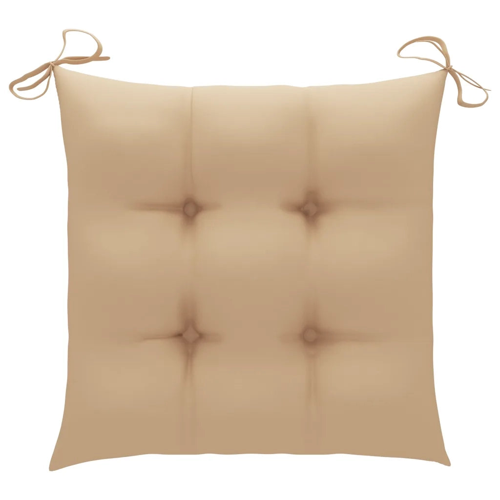 Sedie da Giardino con Cuscini Beige 6 pz in Massello di Teak