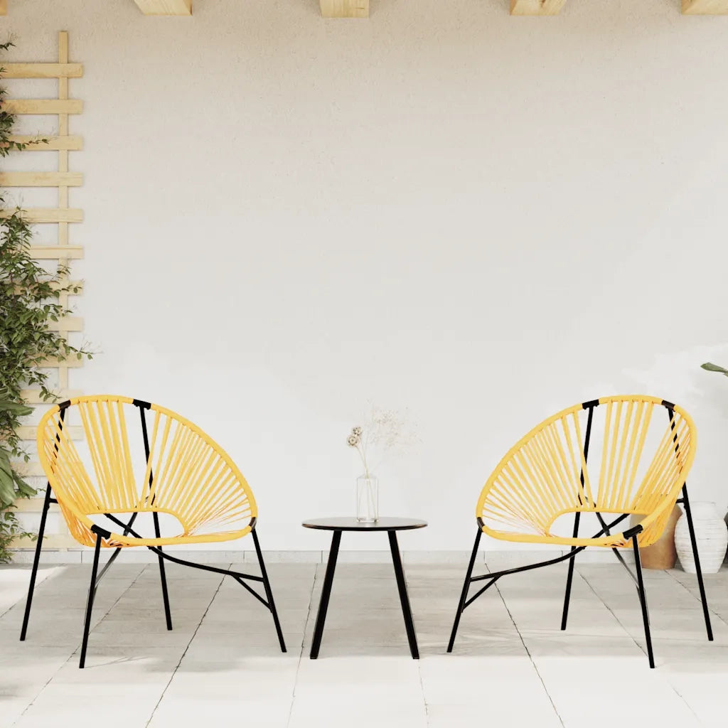 Set di Sedie da Giardino 3 pz in Polyrattan Nero e Giallo 4009295