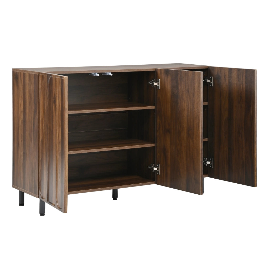 Mobile Scarpiera 2 in 1 Credenza Noce 120 cm con 3 Ante e Ripiani Regolabili