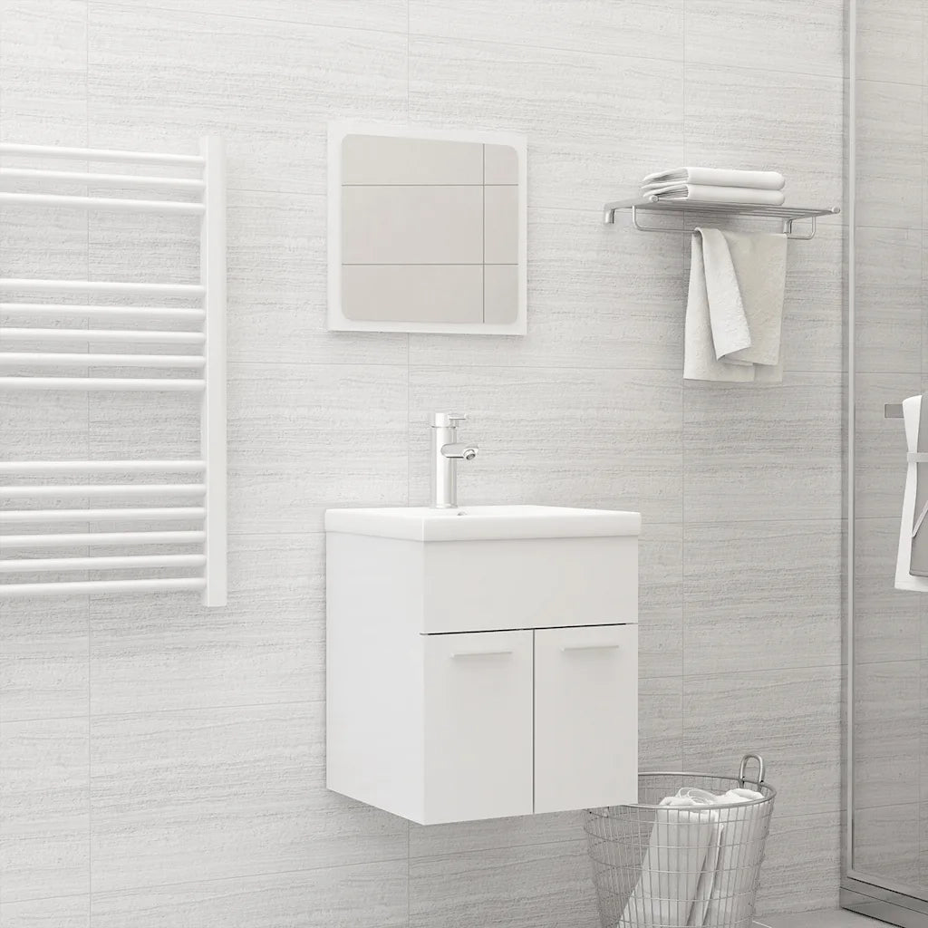 Set Mobili da Bagno Bianco Lucido in Legno Multistrato 3071312