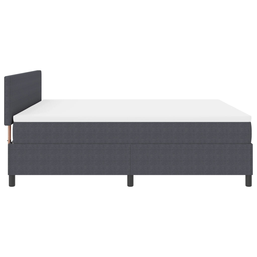 Letto con Rete a Molle con Materasso & Luce LED Grigio Scuro Tessuto in Corduroy