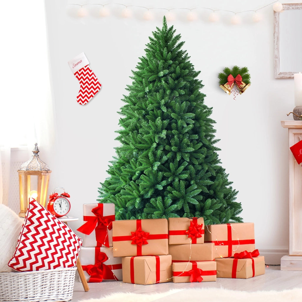 Albero di Natale 180 cm con 1250 rami in PVC, Abete artificiale con cerniere e solida base di metallo-Alberi di Natale