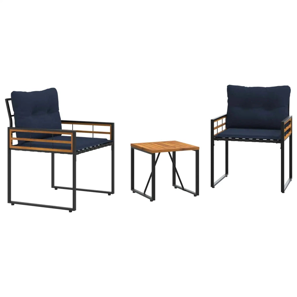Set di Mobili da Esterno con cuscino 3 pz | Set Salotto da Giardino Navy