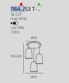 SOSPENSIONE BIANCO TONDA 3 LUCI (1 AM+1 RA+1 CR) 1164BI-S3 T-MC