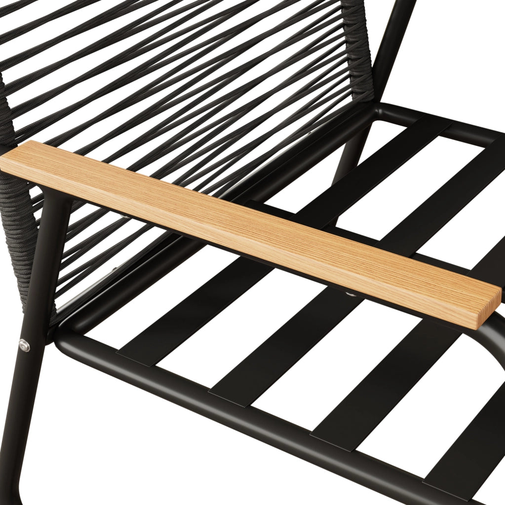 Set lounge da giardino 4 posti con tavolino; struttura in ferro zincato; nero
