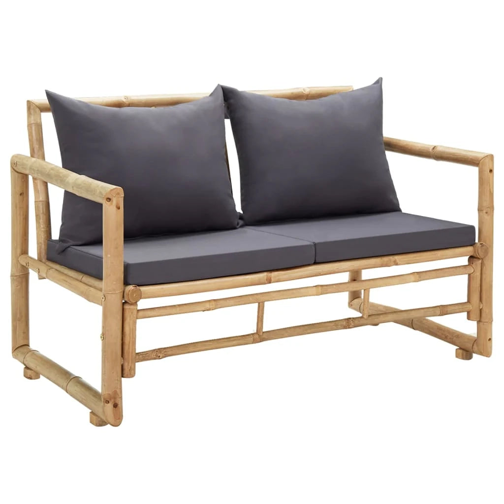 Panca da giardino mobili da esterno per patio mobili da terrazza con cuscini 115 x 65 x 71 cm bambù 02_0011585