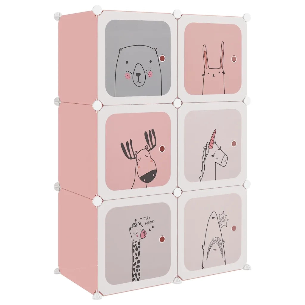 Scaffale Portaoggetti per Bambini con 6 Cubi Rosa in PP CFW1307165