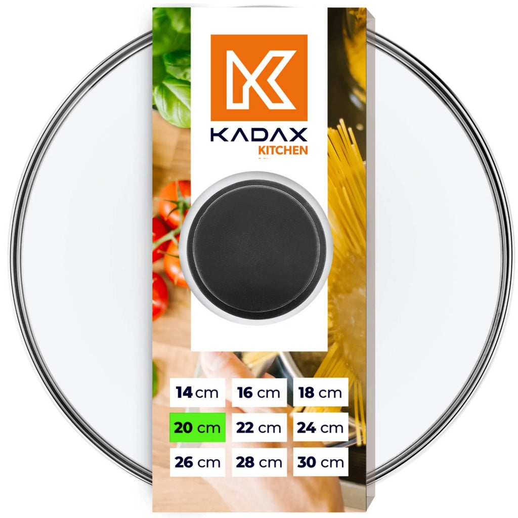 Coperchio in vetro KADAX da 20 cm, universale, resistente al calore, per pentole e padelle.