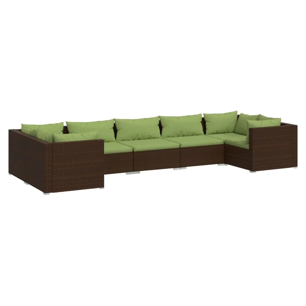 Set Divani da Giardino 7 pz con Cuscini in Polyrattan Marrone 3101956