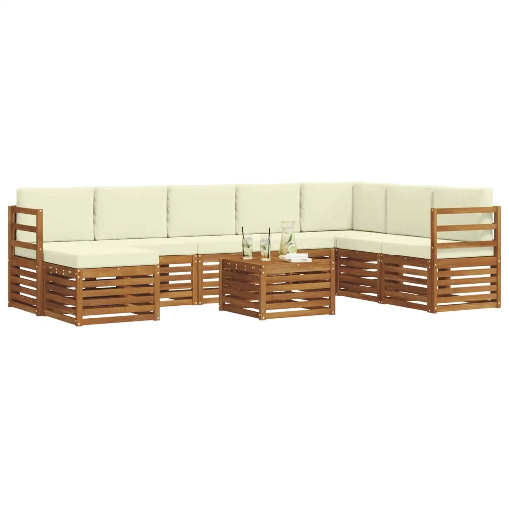 Set di divani da esterno con cuscino 9 pcs Naturale e Crema
