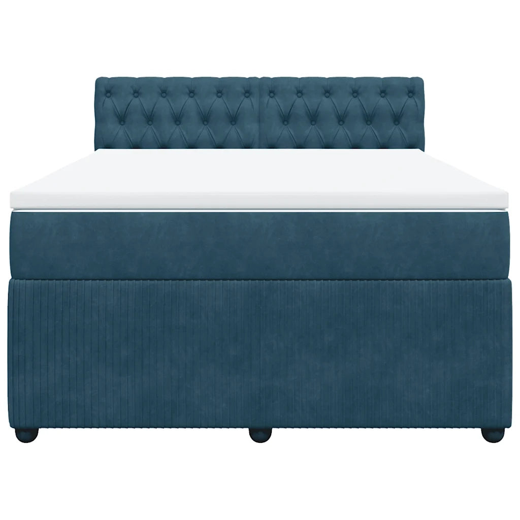 Giroletto a Molle con Materasso Blu 140x190 cm in Velluto 3287744