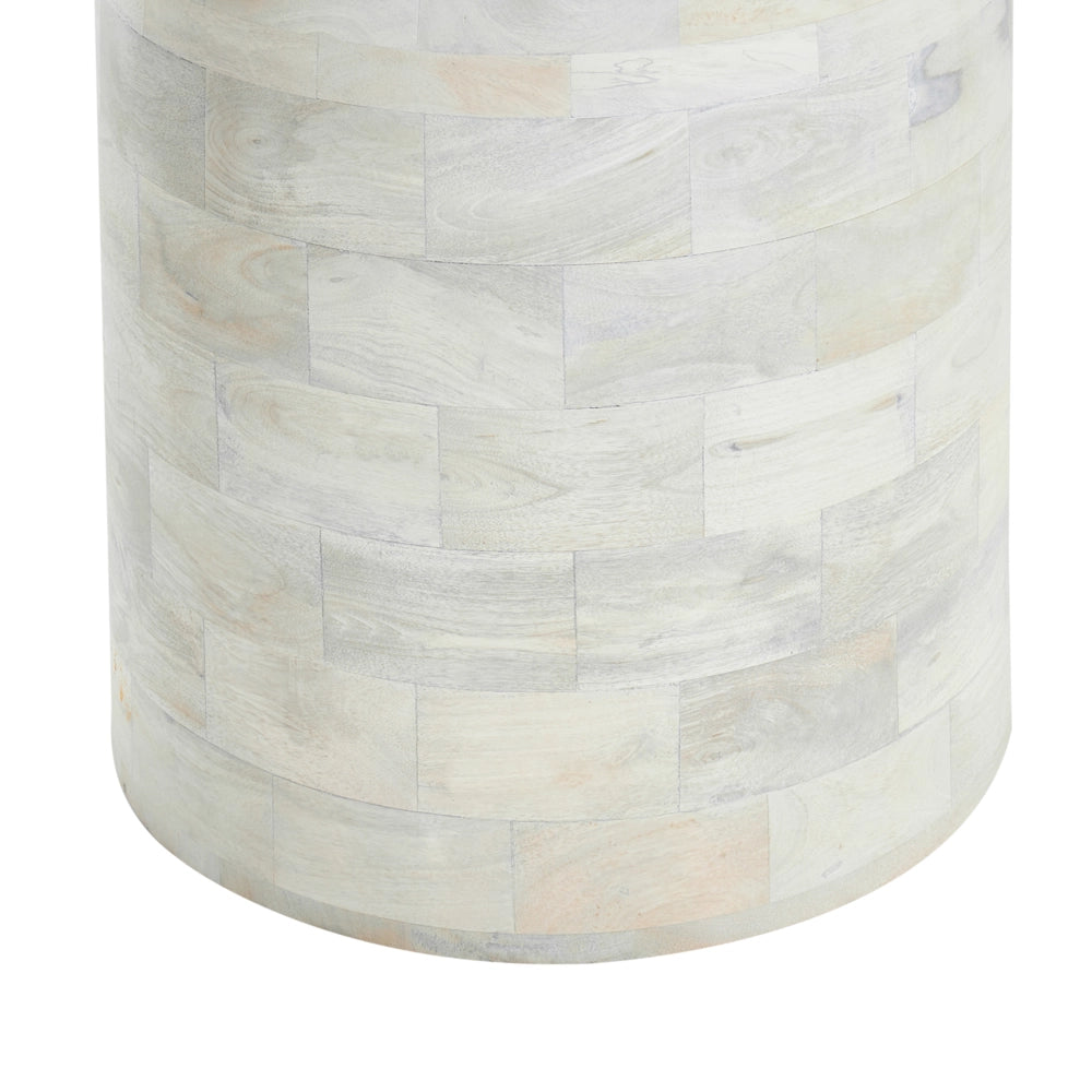 Tavolo da pranzo in legno di mango bianco con finitura sbiancata ø 110 cm Struttura e base in legno massello Design moderno rotondo