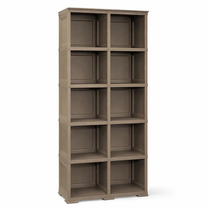SCAFFALE 5 MODULI WENGÉ 79X42,5X203 CM CON 2 PUNTALI – LIBRERIA ALTA A VISTA SENZA ANTE PER ZONA LIVING E STUDIO