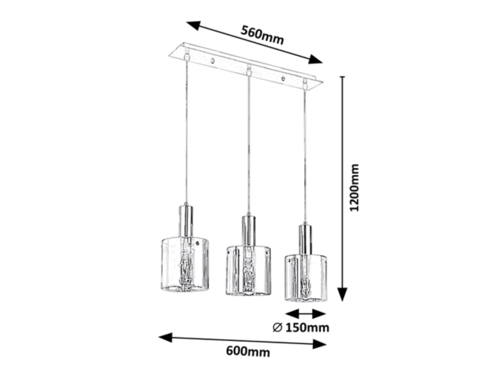 Lampada a sospensione Rabalux Donati 3xE27 cromo 120cm