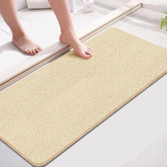 Mat di doccia extra lungo - antiscivolo e antibatterico - tappeto di PVC morbido per la doccia - 40 x 100 cm - beige