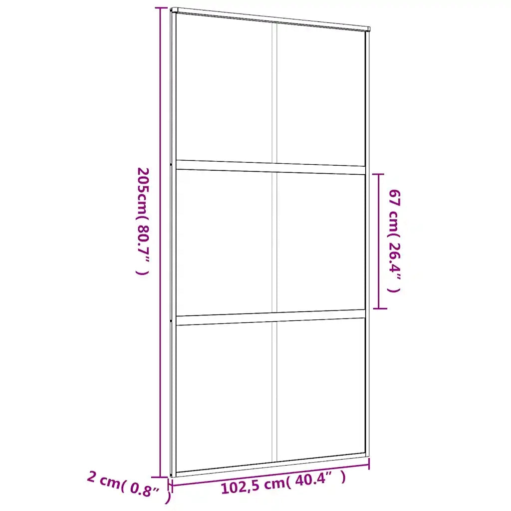 Porta Scorrevole Oro 102,5x205 Vetro Smerigliato ESG Alluminio 155159