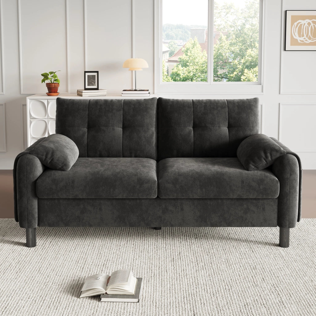 DIVANO 2 posti 158x80x88,5 cm in chenille grigio