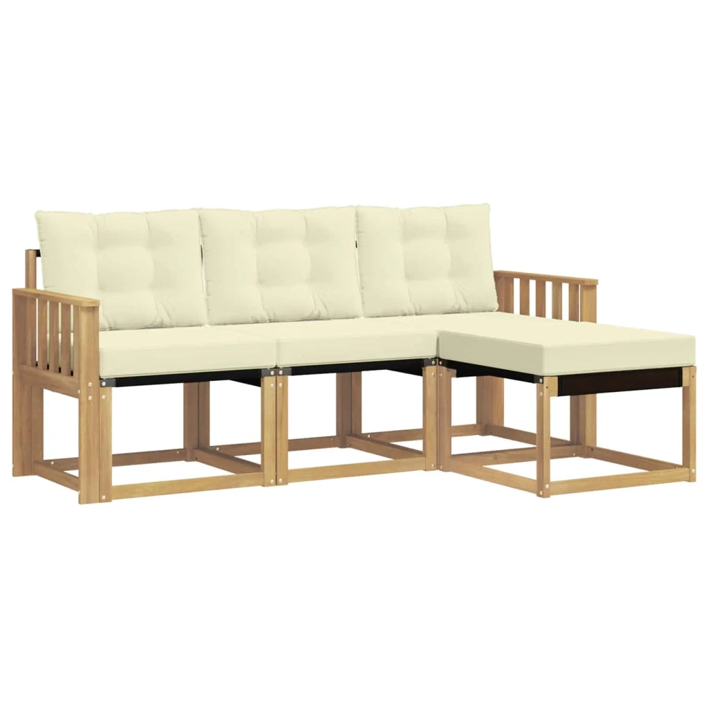 Set di divani da esterno con cuscino 4 pcs Bianco e Crema 3389352