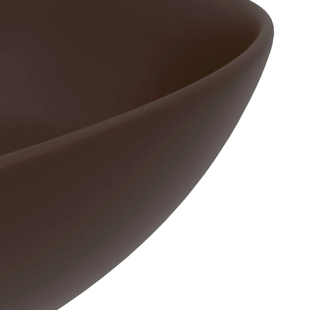 Lavandino da Bagno in Ceramica Marrone Scuro Rotondo 146984