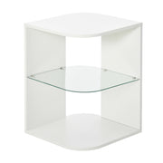 Tavolino da caff¨¨ moderno con ripiano in vetro ¨C zephmum ¨C 40x40x56 cm bianco