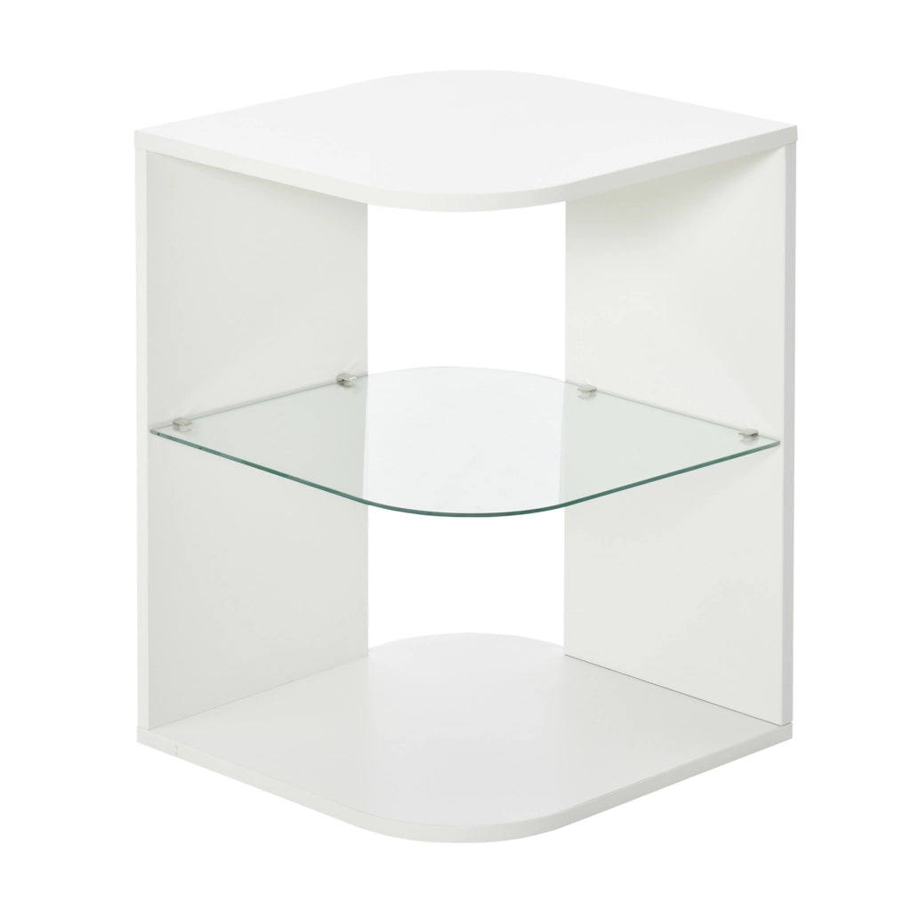 Tavolino da caff¨¨ moderno con ripiano in vetro ¨C zephmum ¨C 40x40x56 cm bianco